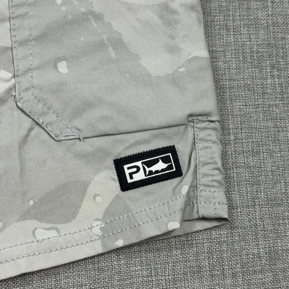 PELAGIC Hybrid Fishing Cargo Board Shorts Mens 42 Gray Nylon Spandex 9
